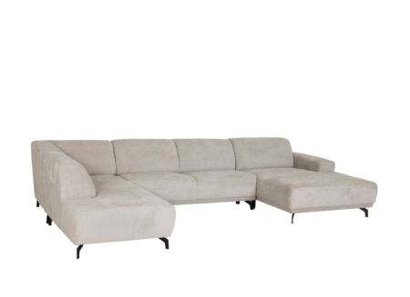 Hoeksalon Mats 372x227cm - stof - lichtgrijs