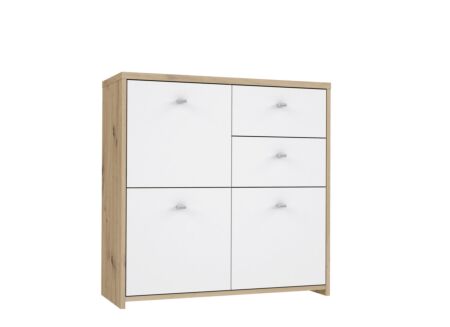 Kast Best Chest 77x30x78cm - meubelplaat - artisan eik/wit