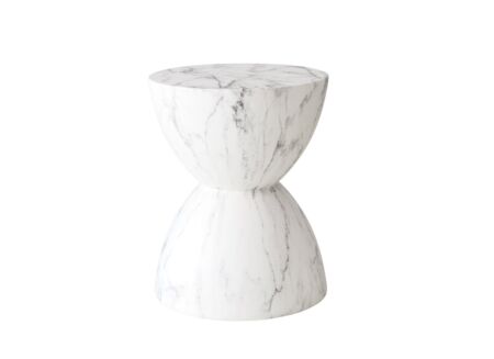 Bijzettafel Tilda Ø32cm - polystone - wit/grijs
