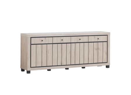 Dressoir Eureka 225cm - meubelplaat - natural oak & black