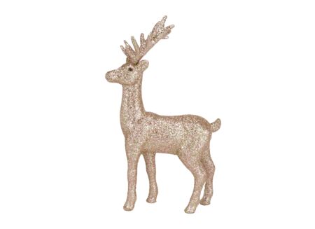 Kerstdecoratie Hert Glitter 18x5x28cm - kunststof - lichtroze