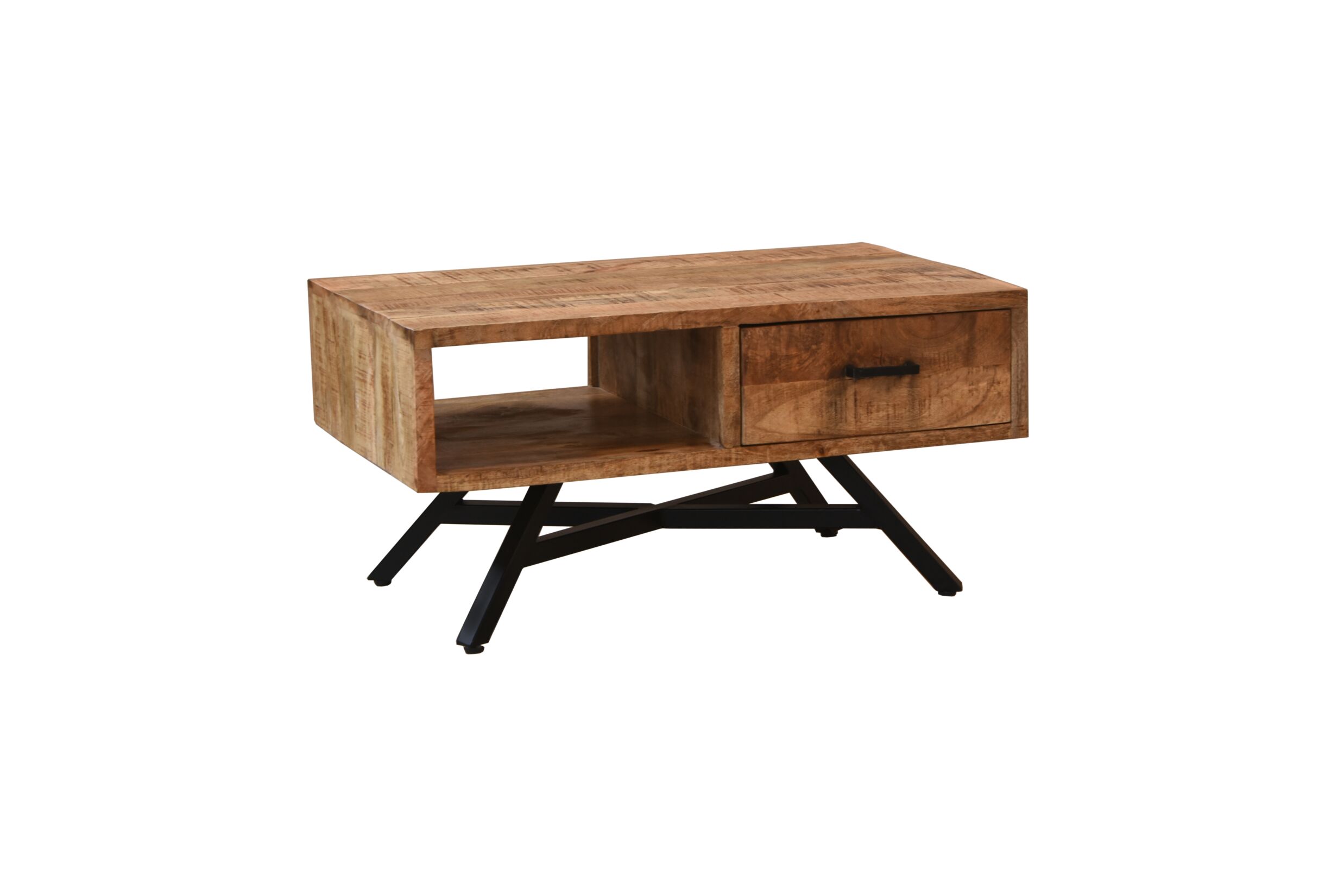 Table basse Tarth bois massif avec rangement a meubles