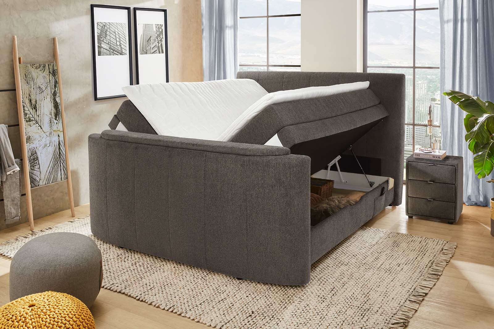 Boxspring Belair Max 180x200cm met tvlift en opbergruimte stof