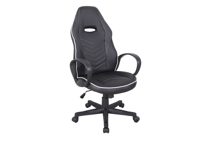 Gamestoel Black & White 62x66x121cm - lederlook - zwart & wit