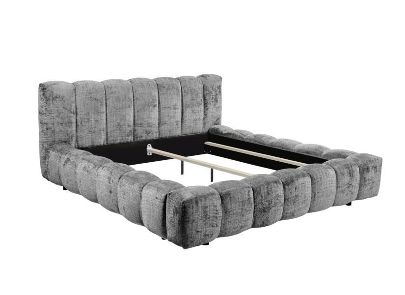 Lit capitonné Bexley 160x200cm - tissu - gris