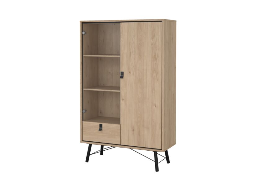 Vitrinekast Ry 102cm - decor - bruin & zwart