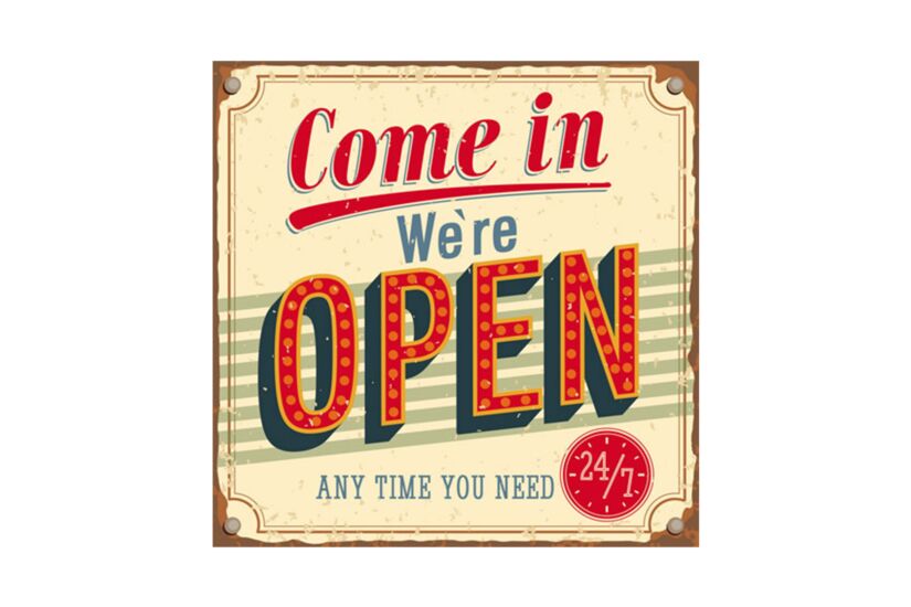 Foto op canvas We're Open 60x60cm