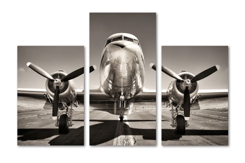 Print op canvas Aviation 120x80cm, set van 3
