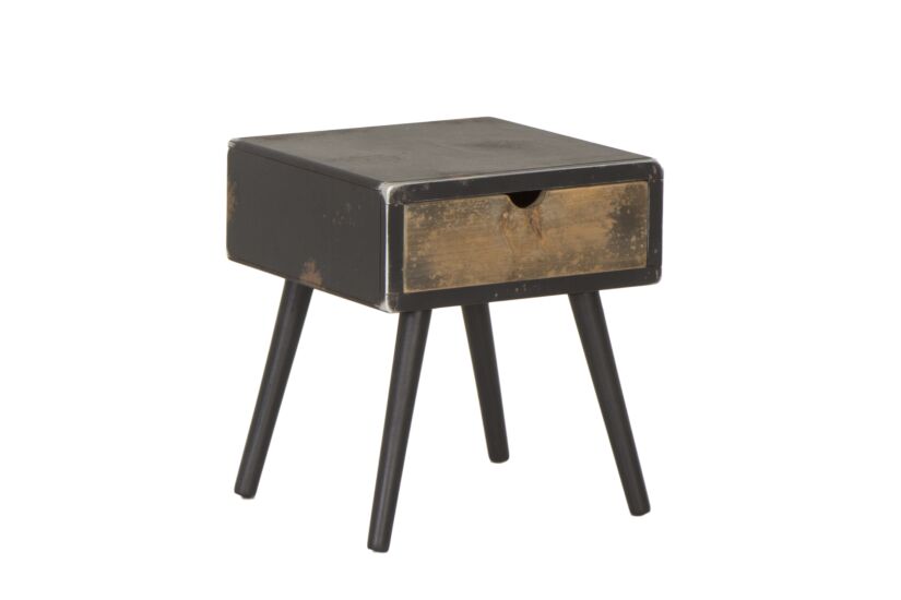 Nachtkastje Esperanto 40x40x46cm - den massief & decor - naturel/zwart