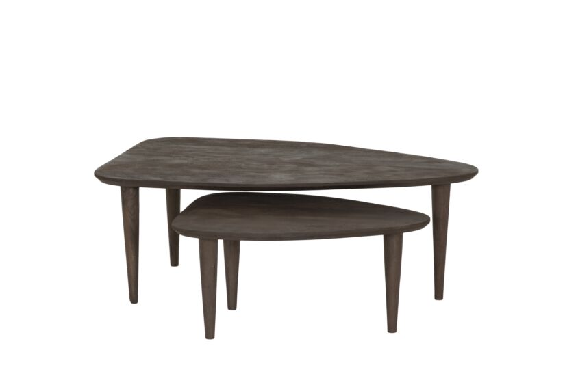 Salontafel Ginger 110x64/69x49cm - mango massief - naturel set van 2