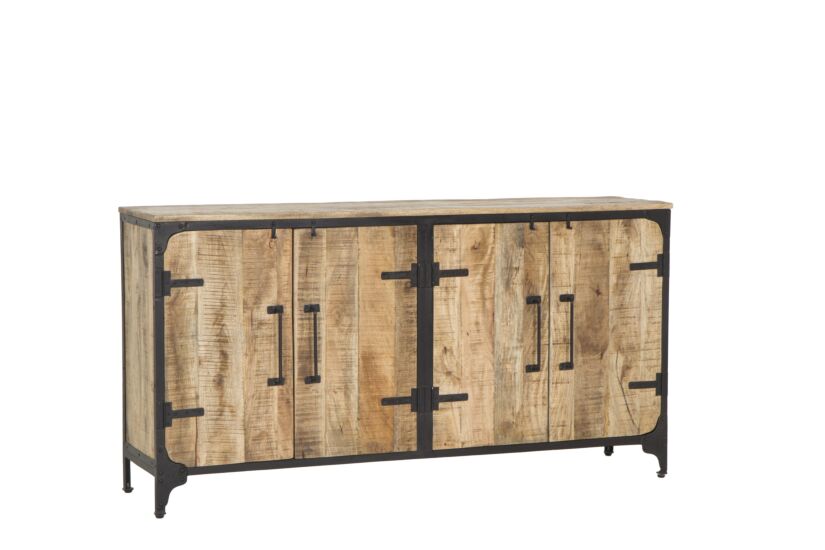 Buffet Usher 175cm - manguier massif & métal - naturel & noir