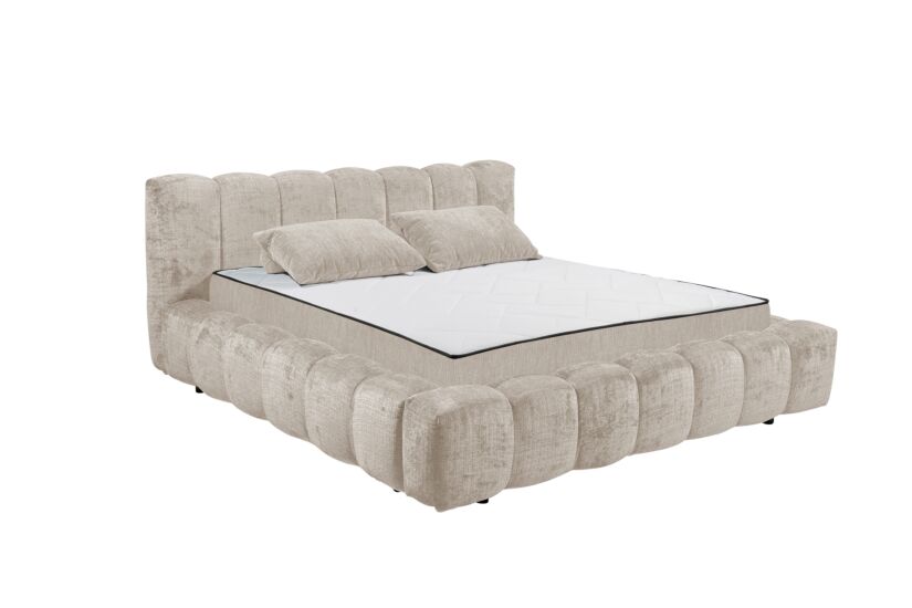 Gestoffeerd bed Bexley 160x200cm - stof - taupe inclusief bodem en matras