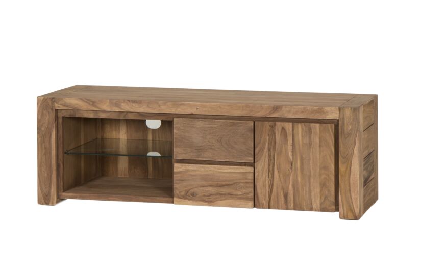 Tv-meubel Carbone 170cm - sheesham massief & fineer & decor - naturel