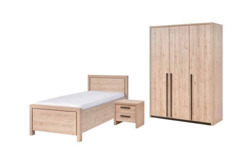 Kinderkamer met bed 90x200cm - kleerkast 165cm en 1 nachtkastje