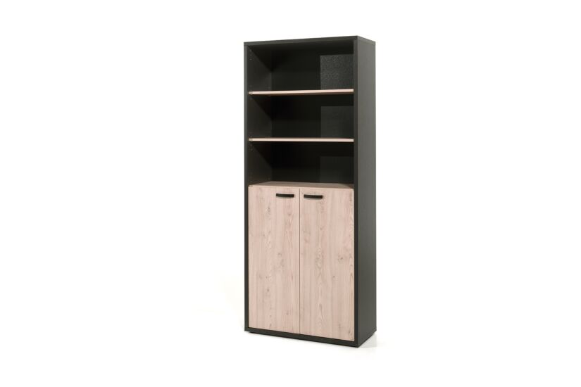 Boekenkast Capo 2 90x40x216cm - melamine - kastanje & zwart