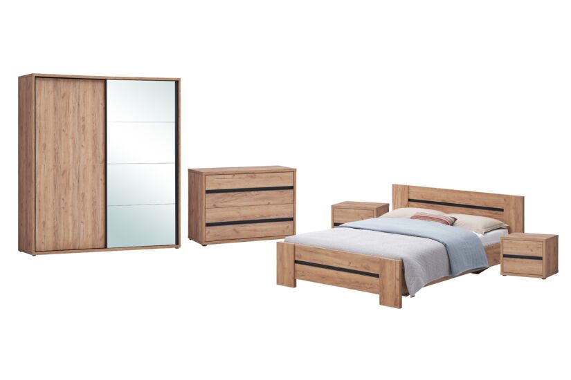 Slaapkamer Erwin met bed 180x200cm - kleerkast 200cm - commode 110cm en 2 nachtkastjes