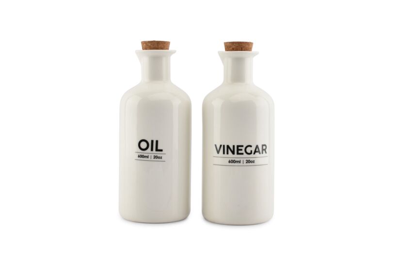 Olie en azijnstel Cucina H20,5cm stoneware wit