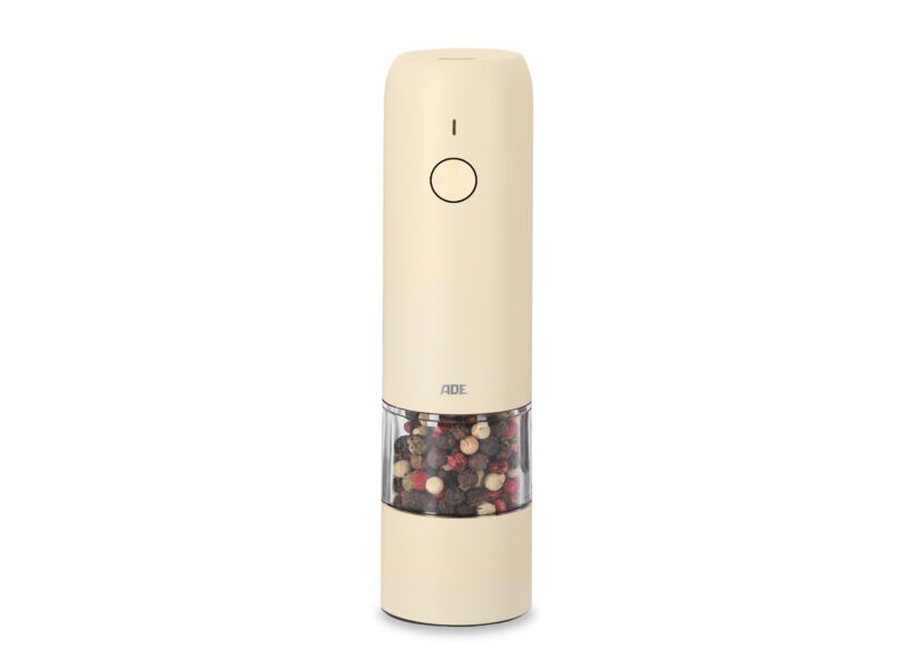 Peper en zoutmolen H14cm - RVS - cream elektrisch & oplaadbaar