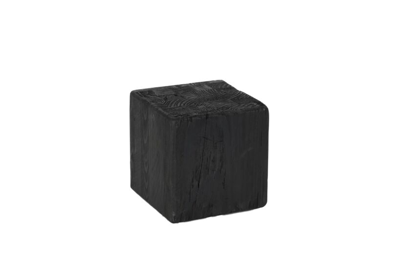 Zuil Qubit 20x20x20cm - gerecycleerd den massief - zwart