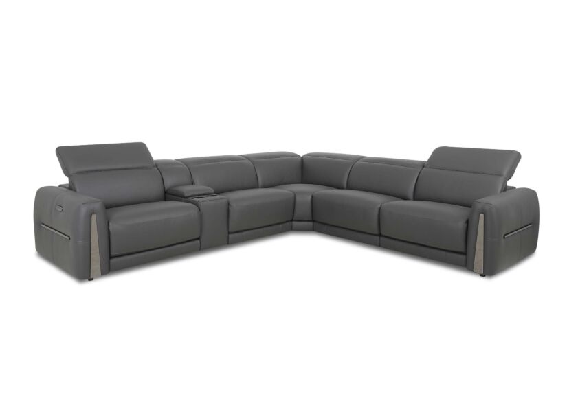 Hoeksalon Bush 322x290cm - leder - shalegrey