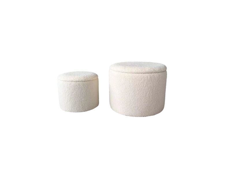 Pouf Mouflon Ø52cm - bouclé - beige - lot de 2