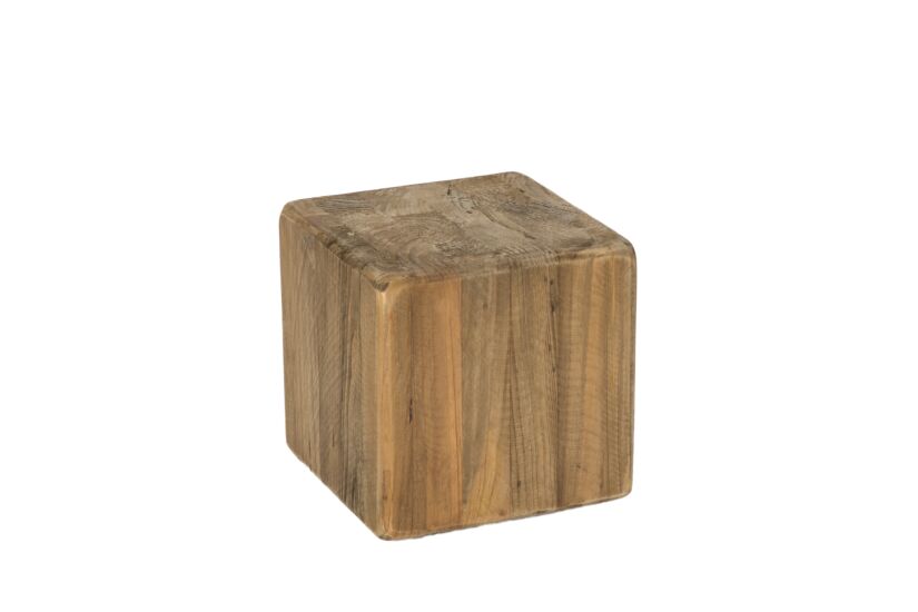 Zuil Qubit 20x20x20cm - gerecycleerd den massief - naturel