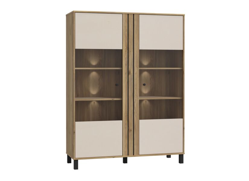 Vitrinekast Killarney 121cm - decor - mauvella oak & sand