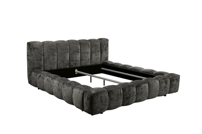 Lit capitonné Bexley 160x200cm - tissu - noir