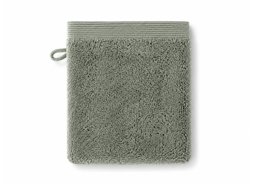 Washandje Flora 16x22cm - katoen - olijfgroen