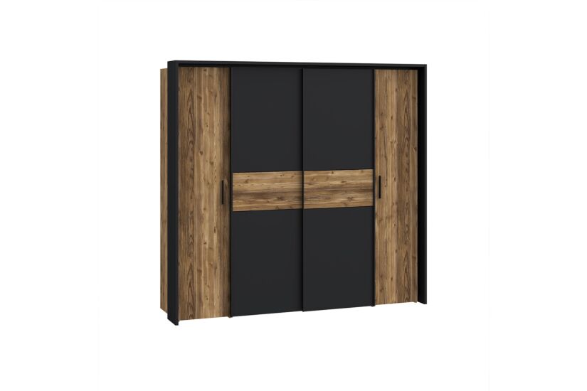 Kleerkast Jabim 209cm - decor - bruin & zwart