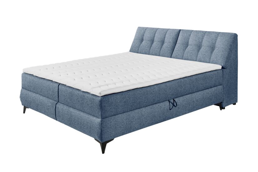 Bedbox 160x200cm - stof - blauw met opbergruimte
