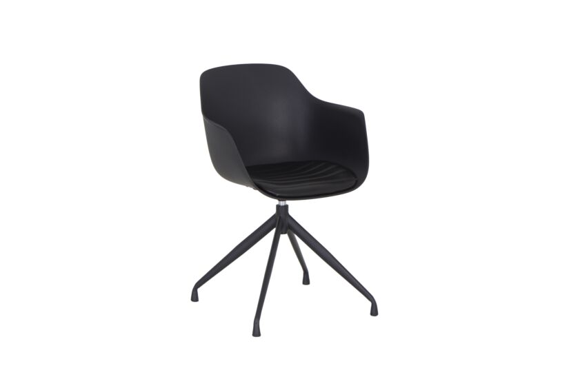 Draaistoel Burning 58x55x83.5cm - lederlook - zwart