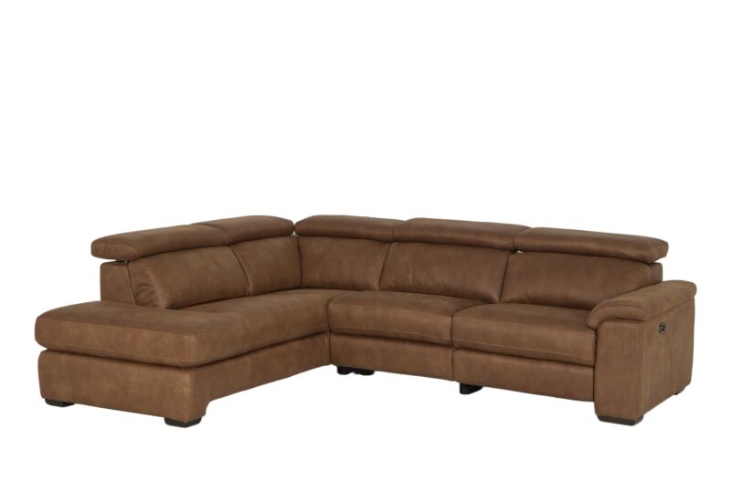 Hoeksalon Fall 213x271cm - stof - cognac met relax