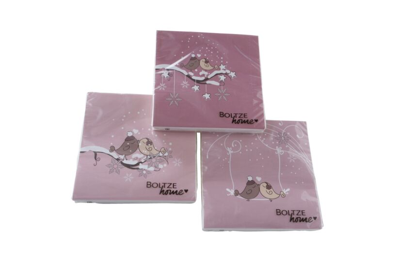 Serviette Winterly 17x17cm roze 20 stuks