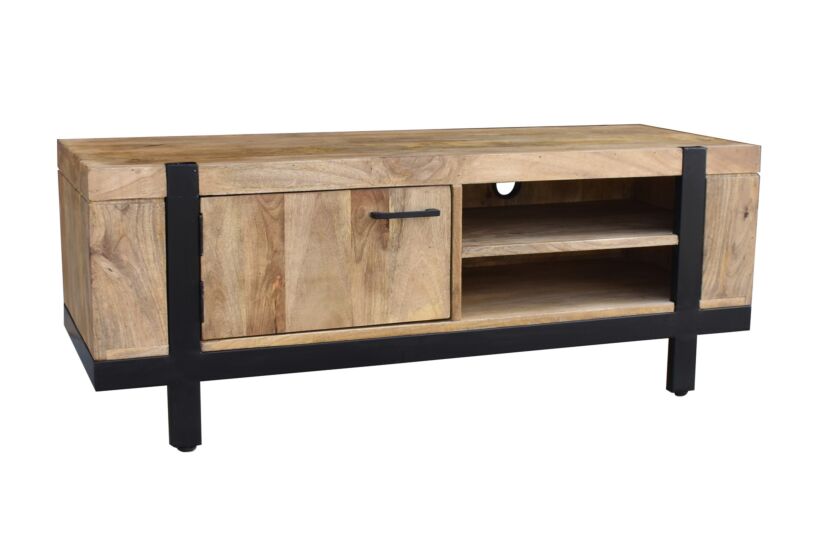 Tv-meubel Chaparral 125cm - mango massief - naturel & zwart