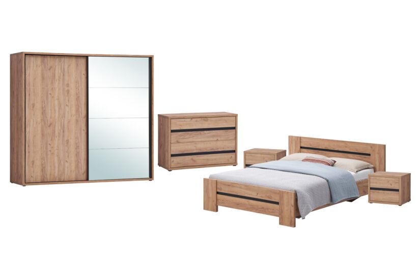 Slaapkamer Erwin met bed 160x200cm - kleerkast 240cm - commode 110cm en 2 nachtkastjes