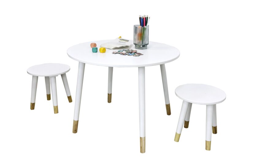 Kinderset tafel & 2 stoelen - MDF & hout - wit