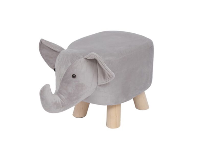 Voetenbank Olifant 46x25x25cm - velvet - grijs
