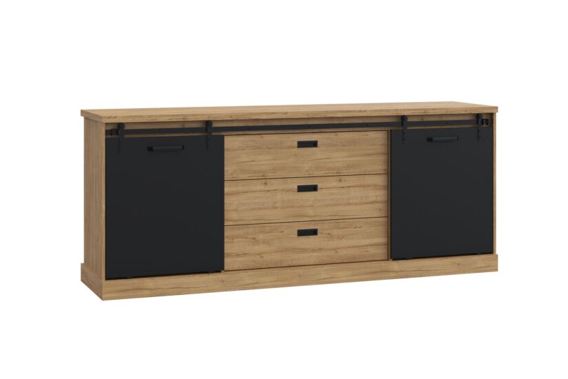 Dressoir Kaszimiro 213cm - decor - waterford eik & zwart
