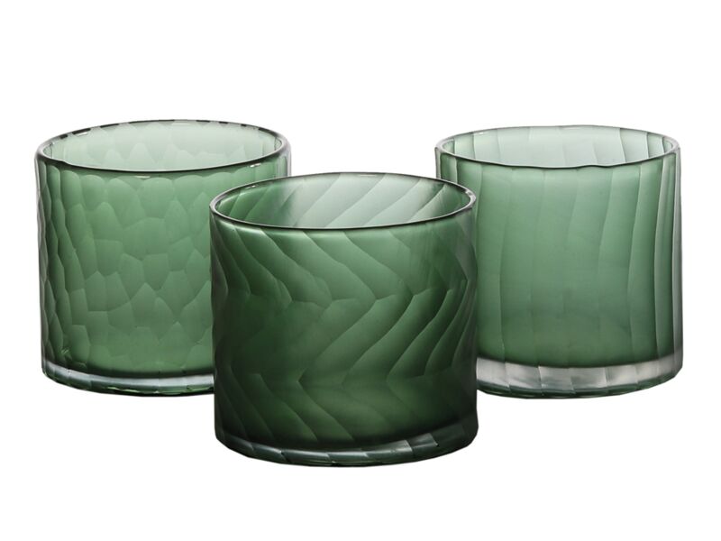 Theelichthouder Cassis Ø11x10cm - glas - groen