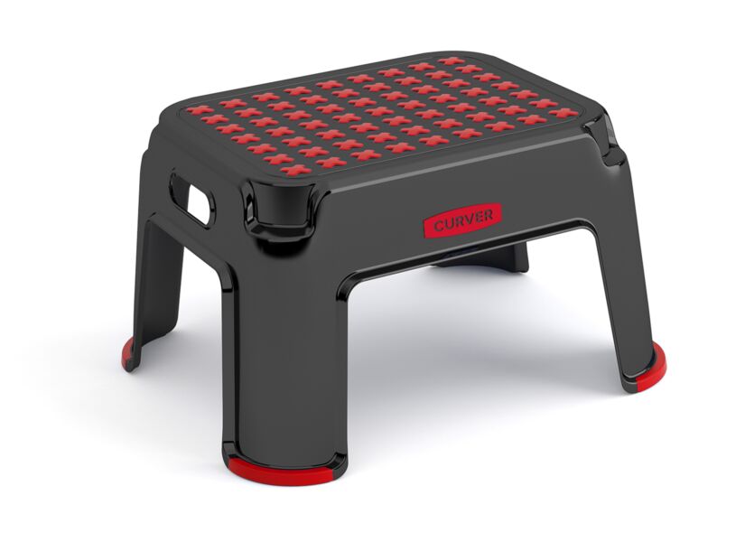 Opstapje Premium 43x36x24cm - kunststof - antraciet/rood