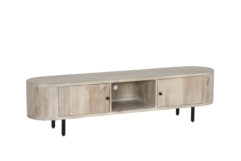 Tv-meubel Limes 180cm - mango massief - wit & beige