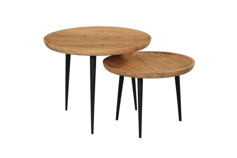 Bijzettafel Quant Ø60cm - acacia massief - bruin - set van 2