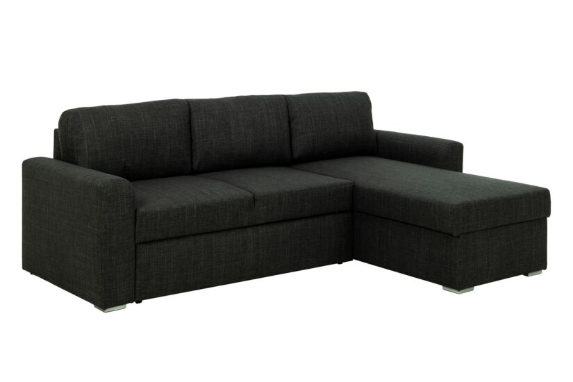 Hoeksalon Flemingsburg 226x165cm - stof - donkergrijs met bedfunctie en opbergruimte