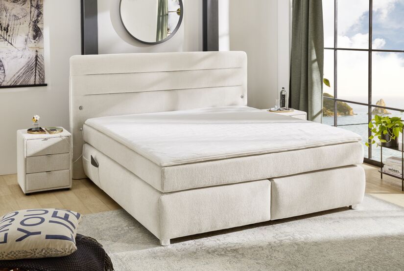Boxspring Livia Normal 180x200cm - stof - greige