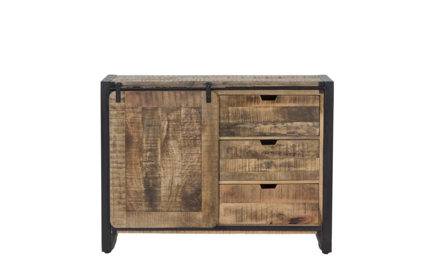Commode Woodstock 120x45x90cm - mango massief - naturel & zwart