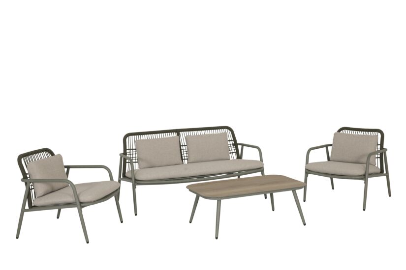 Loungeset Tessera aluminium - kussens in olefin - groen