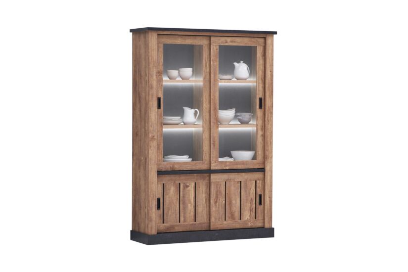 Vitrinekast Etienne 135cm - decor - industrial oak