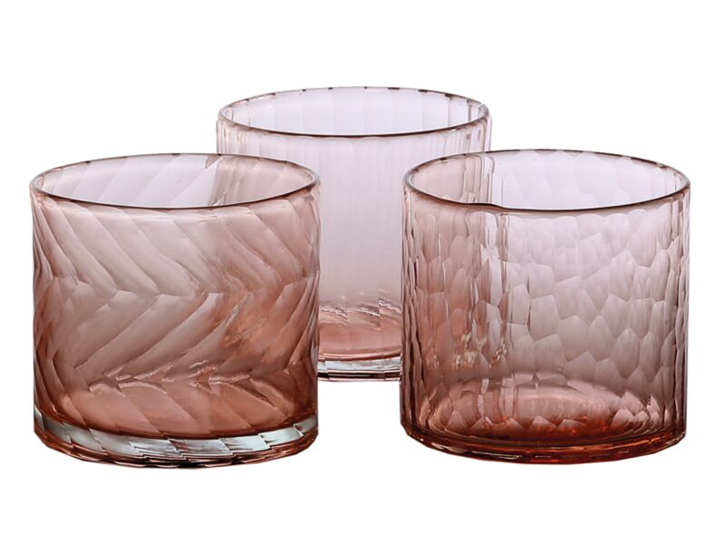 Theelichthouder Cassis Ø11x10cm - glas - roze