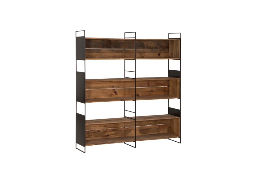 Opbergrek Opium 180,5x35x190cm - gerecycleerd den massief - naturel & zwart